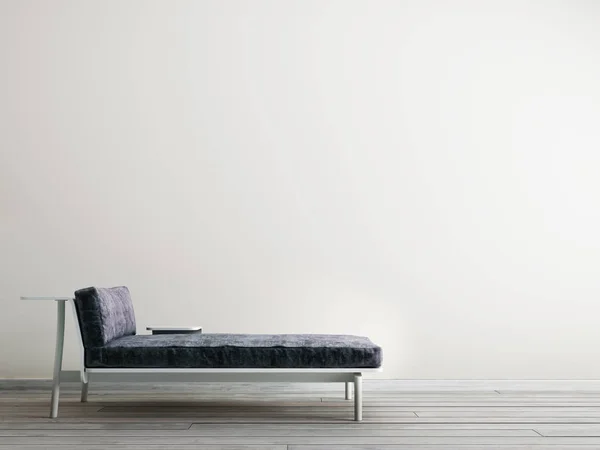 Empty wall for mock up in interior with lounge sofa on a wall background. 3D rendering