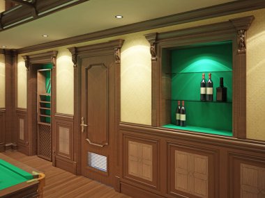 Bilardo bilardo oynamak için niş stokta. 3D render.