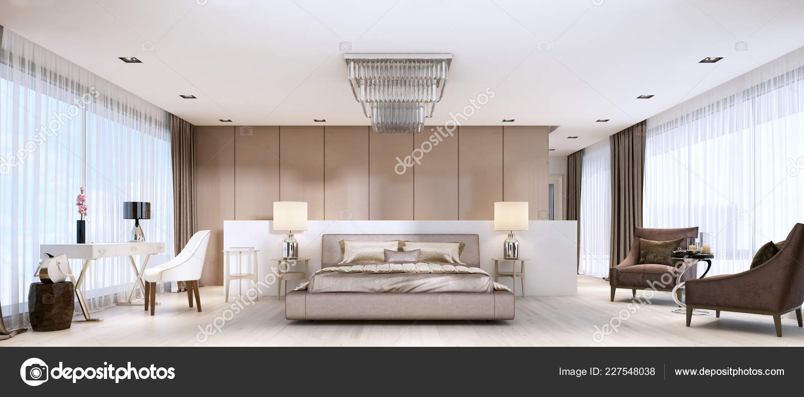 Lussuosa Camera Letto Master Moderna Luce Colori Colori