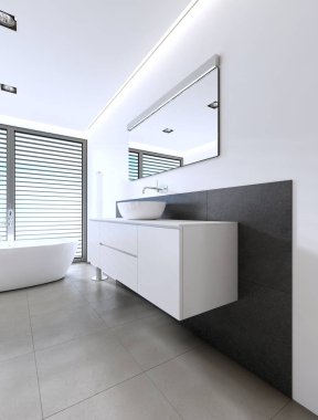Çağdaş bir tarzda vanity lavabo. 3D render