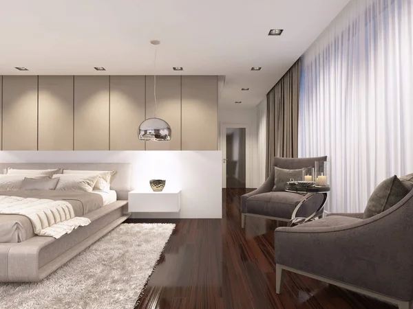 Luxuriöses Schlafzimmer Abendlicht Modernen Stil Darstellung — Stockfoto