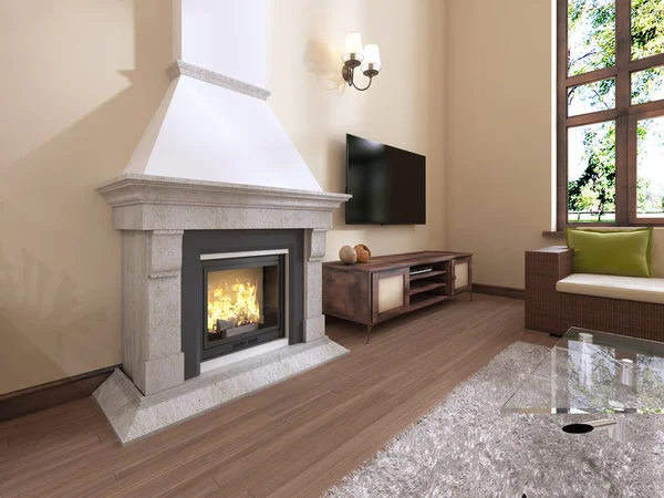 Fireplace Interior Modern English Style Rendering — Stock Photo, Image