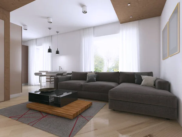 Interior Moderno Estúdio Estilo Contemporâneo Renderização — Fotografia de Stock