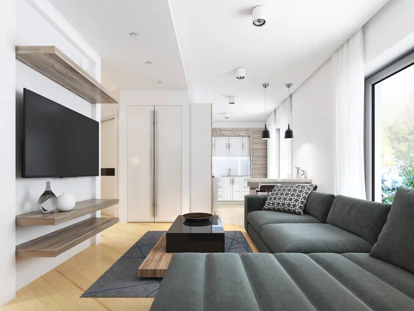 Luxuriöses Modernes Studio Apartment Modernen Stil Darstellung — Stockfoto