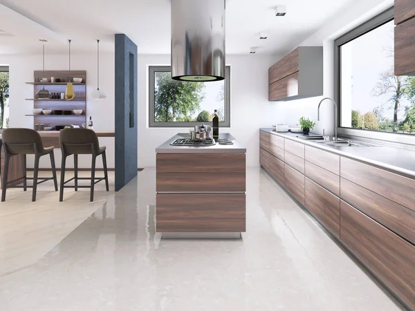 Modern Kitchen Contemporary Style Rendering — Stock Photo, Image