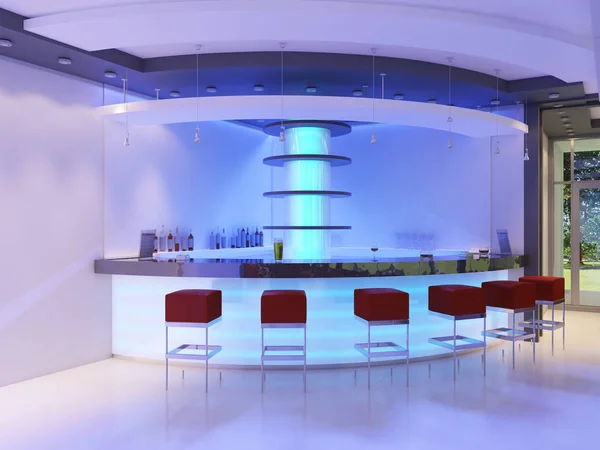 Lujoso Interior Del Restaurante Estilo Contemporáneo Moderno Con Mostrador Bar —  Fotos de Stock