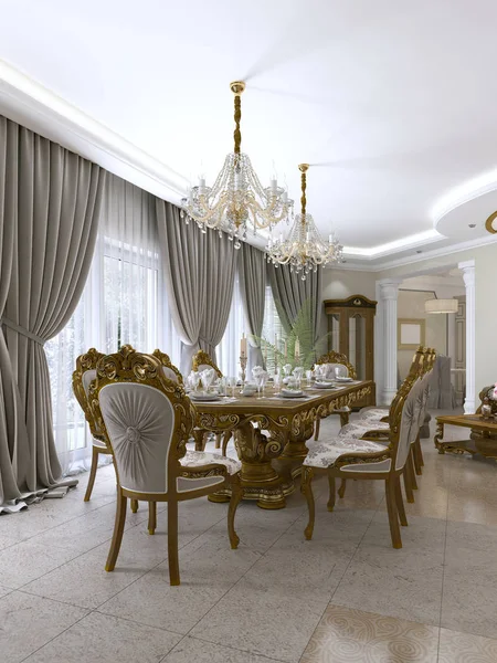 Nowoczesny Stół Classic Luksusowy Salon Barokowy Podaniem Renderowania — Zdjęcie stockowe