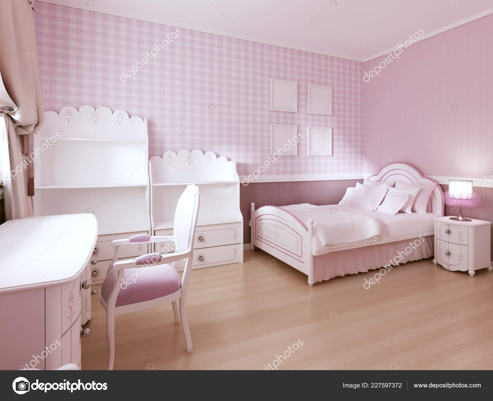 light pink girls room