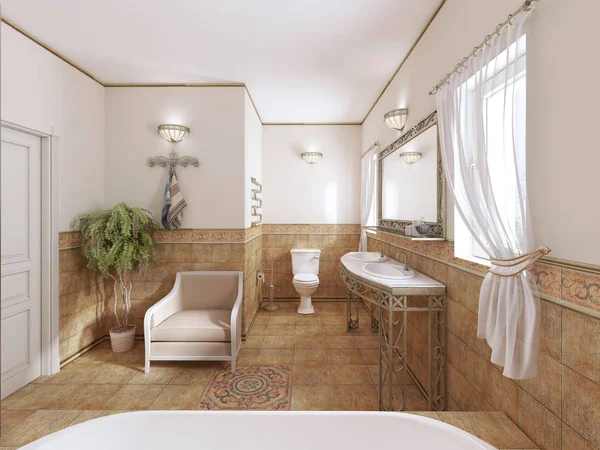 Salle Bain Dans Style Classique Avec Plomberie Moderne Mobilier Avec — Photo