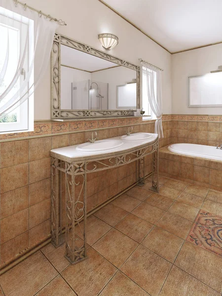 Muebles Baño Forjados Con Espejo Lavabo Estilo Clásico Del Baño — Foto de Stock