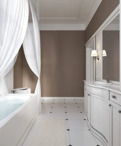 Decorazione Bagno Stile Classico Vanità Vasca Rendering — Foto Stock