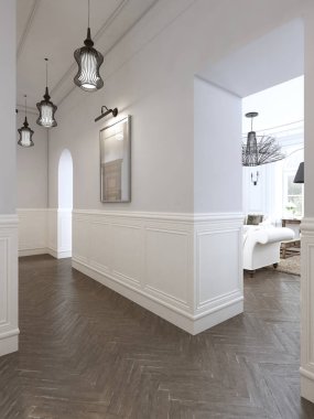 Klasik stil parlak salonda. 3D rebder.