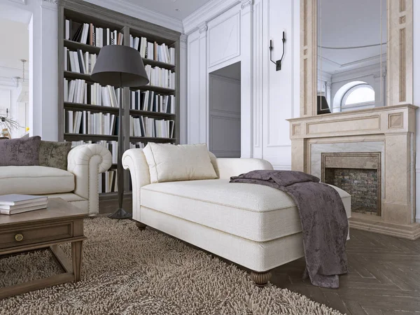 Chaise Chair Classic Living Room Library Rendering — Stock Photo, Image
