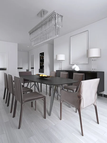 Mesa Comedor Apartamento Estudio Estilo Escandinavo Renderizado —  Fotos de Stock