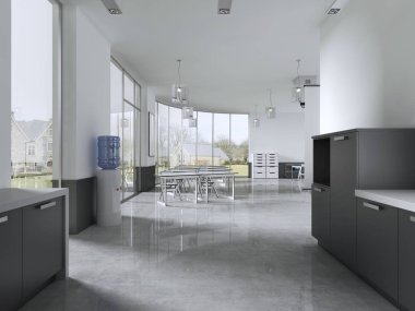 Mutfak mobilya sınıfta. 3D render