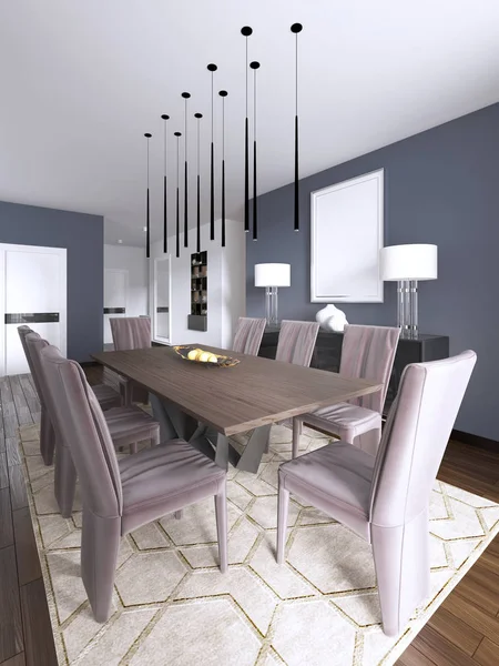 Set Pranzo Moderna Sala Pranzo Marrone Lusso Rendering — Foto Stock