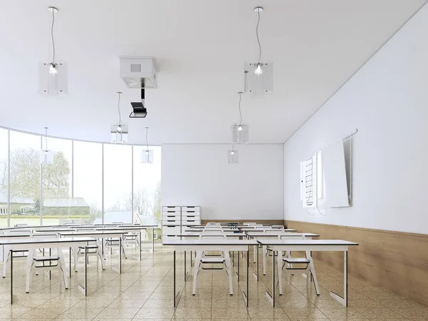 Modern Tom Skola Klassrummet Inredning Vit Färg Rendering — Stockfoto