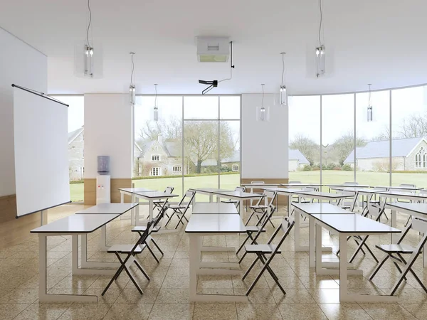 Classe Vuota Studenti Con Attrezzature Moderne Cucina Rendering — Foto Stock