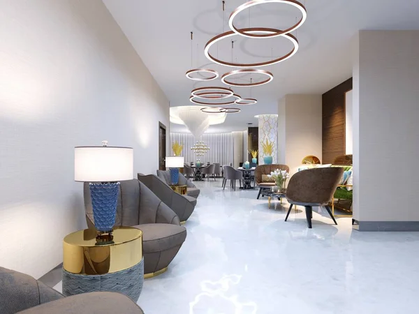 Modern Hotel Reception Area Lounge Large Upholstered Designer Chairs Large — Stock Photo, Image