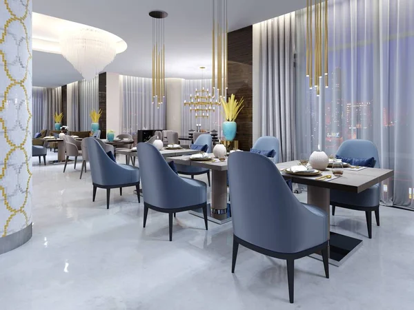 Restaurant Luxueux Hôtel Dans Style Moderne Avec Des Meubles Colorés — Photo