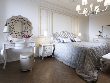 Hafif iç tasarım, 3d render minimalist klasik yatak odası