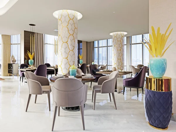 Contemporary Stylish Interior New Big Restaurant Rendering — Stock Photo, Image