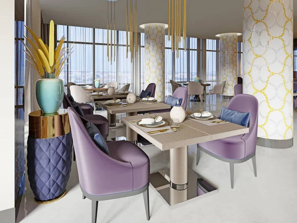 Modern concept design of restaurant lounge. 3D Rendering
