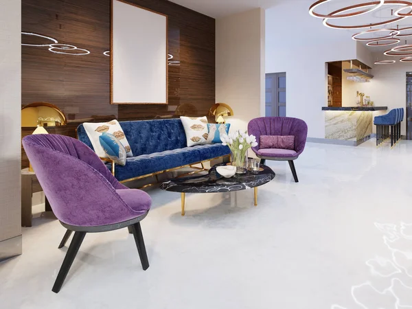 Fragment Der Lobby Des Fünf Sterne Luxushotels Luxuriöses Sofa Mit — Stockfoto