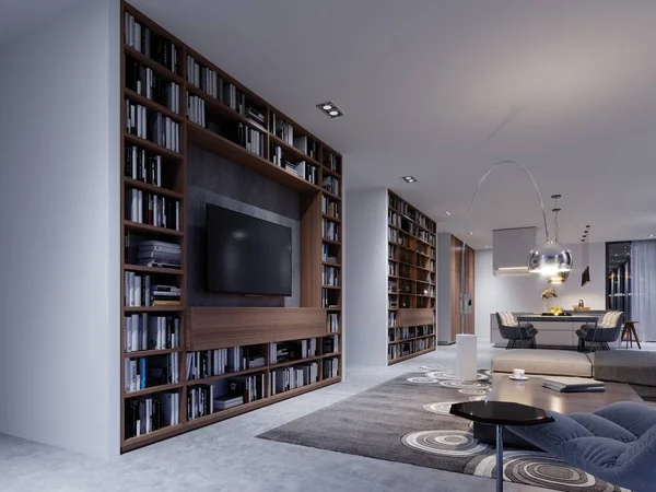 Ruime Woonkamer Met Grote Slaapbank Een Luxe Appartement Rendering — Stockfoto