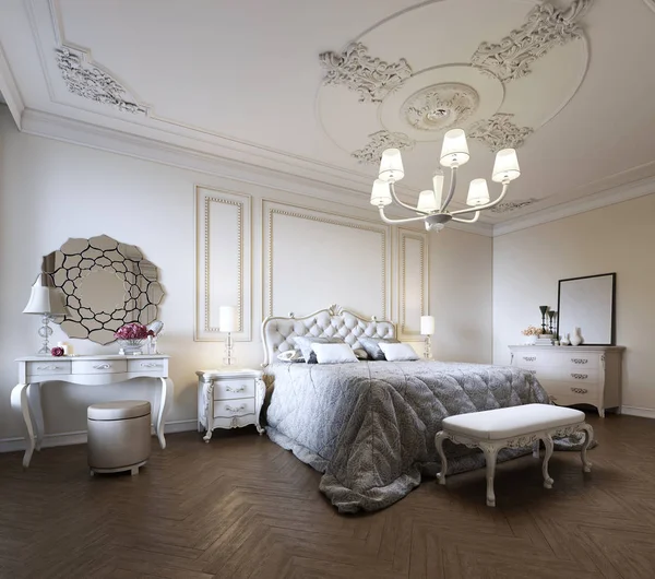 Design Intérieur Chambre Coucher Dans Style Classique Moderne Rendu — Photo