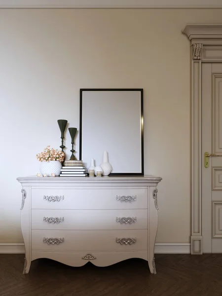 Commode Classique Avec Décor Une Image Dans Appartement Moderne Rendu — Photo