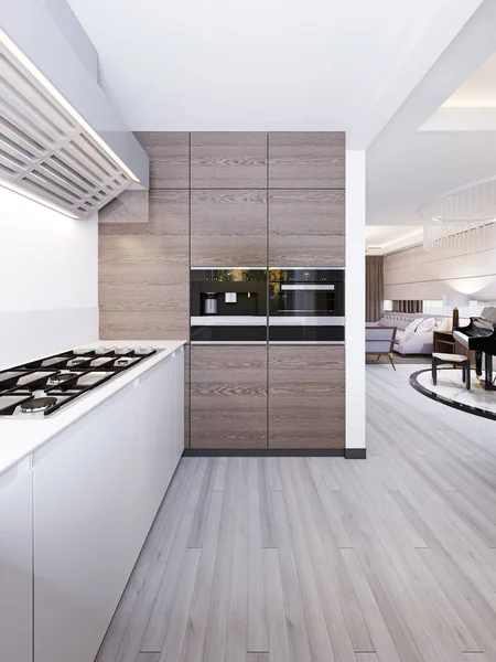 Diseño Interior Una Cocina Moderna Renderizado —  Fotos de Stock