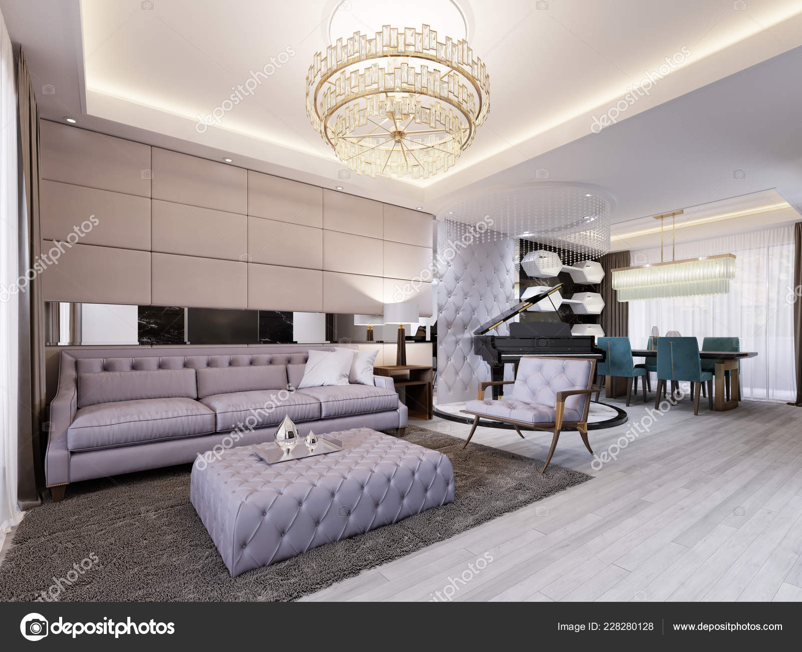 Modern Classic Living Room Leather Wall Mirror Dining Area