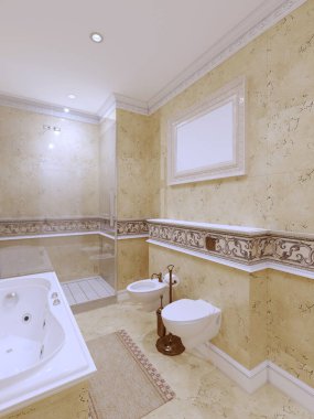 Klasik tarzı banyo dekorasyon. 3D render