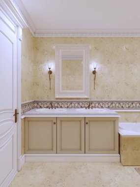 Klasik tarzı banyo dekorasyon. 3D render