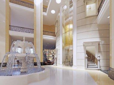 Lüks lobi iç. 3D render