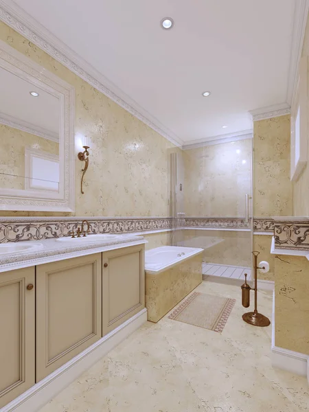 Interior Baño Moderno Diseño Clásico Renderizado — Foto de Stock