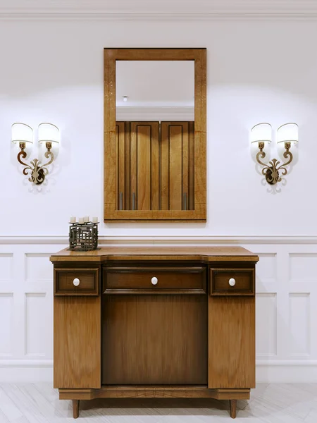 Wooden Chest Drawers Classic Style Corridor Interior Corridor Apartment Rendering — Stock Photo, Image