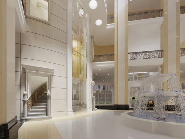 Luxury lobby interior. 3d rendering