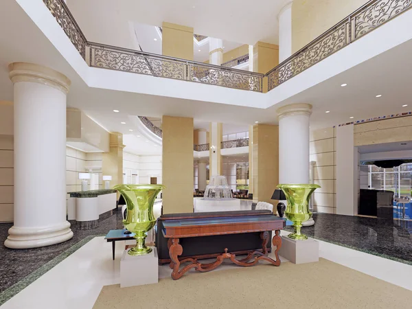 Interior Átrio Com Uma Segunda Luz Hotel Moderno Cinco Estrelas — Fotografia de Stock