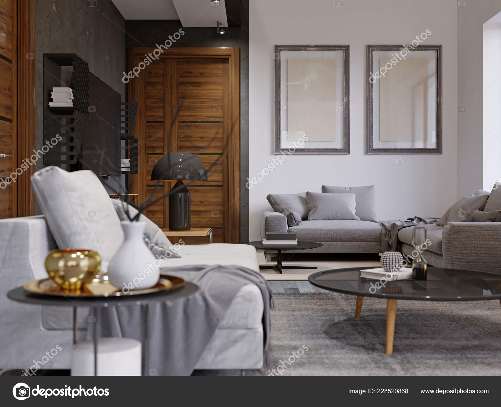 Hipster Interior Design Mit Weichen Designersofa Und Magazin