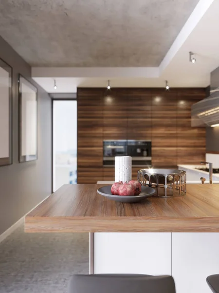 Cozinha Contemporânea Estilo Moderno Apartamento Luxo Centro Zona Pequeno Almoço — Fotografia de Stock