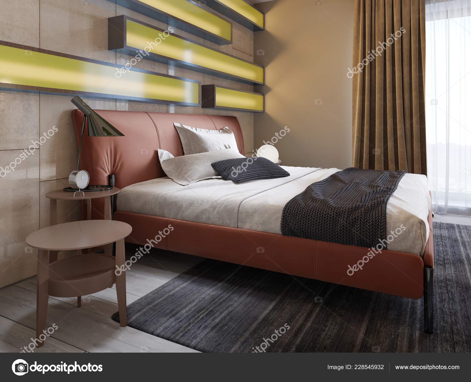 Modern Leather Bed Side Tables Lamps Contemporary Bedroom