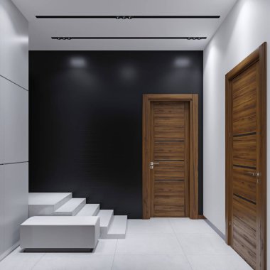 Minimalist tarzda modern giriş salonu. 3D render.