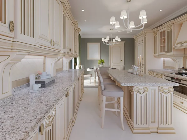 Classical Kitchen Luxury Elements Rendering — Stock Photo, Image