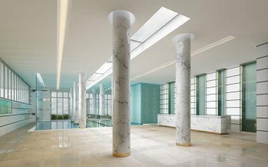 İç bir otel spa bulunuyor. 3D render