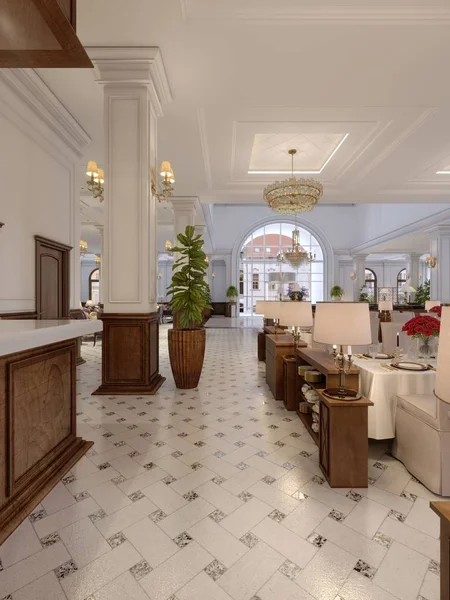 Modernes Restaurant Interieur Teil Eines Hotels Darstellung — Stockfoto