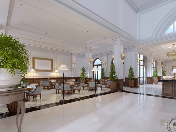 Luxus Bar Hotel Interieur Mit Holzmöbeln Und Mosaikfliesenboden Darstellung — Stockfoto