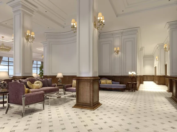 Lobby Del Hotel Estilo Clásico Con Lujosos Muebles Art Deco —  Fotos de Stock