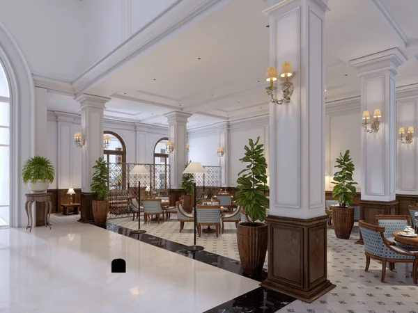 Hall Entrada Hotel Estilo Clássico Com Mobiliário Art Deco Luxuoso — Fotografia de Stock